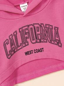 SHEIN Kleinkind Mädchen Buchstaben Grafik, Crop Hoodie mit & Jogginghose & Cami Top mit
