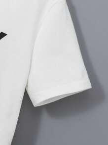 SHEIN Tops con trai lớn Con số Slogan Giải trí - trắng - Xem 5