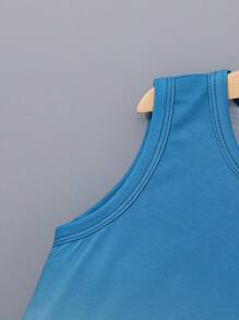 SHEIN 小男童熱帶圖案背心上衣 - 藍色 - 查看 3