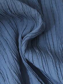 SHEIN 男孩1入組素色前紐扣襯衫 - 藍色 - 查看 3