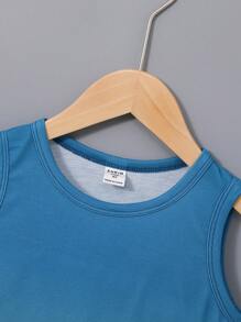 SHEIN 小男童熱帶圖案背心上衣 - 藍色 - 查看 4