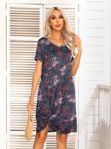 DEARCASE Paisley Print Bodycon Dress - Multicolor - View 1