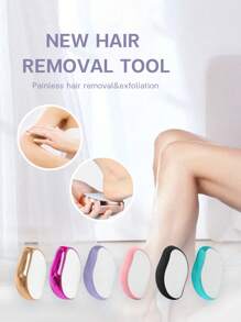 Borrador pelo cristal con forma de mango y lima pies, 1 removedor pelo cristal reutilizable, herramienta depilación mágica sin dolor, borrador pelo mágico para espalda, brazos, piernas, Borrador rápido y fácil, removedor callos lima pies piel muerta - Champán - Ver 1