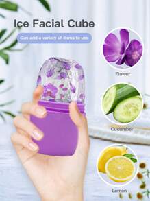 Silicone Facial Massage Ice Roller,1 Pc Silicone Facial Mask Application & Massage Ice Cube Tray,Facial Beauty Ice Roller Skin Care Tools, Ice Facial Cube, Gua Sha Face Massage, Silicone Ice Mold For Face Beauty (Purple),Beauty,Skin Care Products,Spa,Self Care,Skin Care Tools,Face Care,Esthetician Supplies,Massage,Face Massage Tool,Face Roller,Ice Roller,Ice Roller Face - Purple - View 2