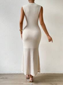 SHEIN Unity Vestido de cuello alto bajo sirena - Albaricoque - Ver 2