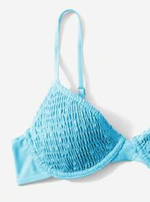 SHEIN Swim Summer Beach Smocked Underwire Bikini Set - Mint Blue - View 3