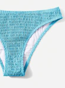 SHEIN Swim Summer Beach Smocked Underwire Bikini Set - Mint Blue - View 5