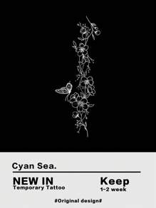 1sheet Floral Pattern Tattoo Sticker - Black - View 2