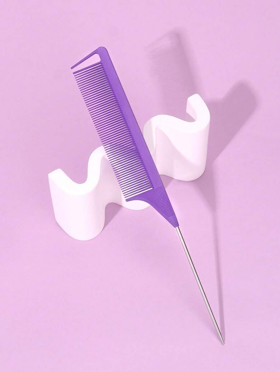 鼠尾梳，1 件紫色分发染色梳，带钩尾尖尾梳，耐用发梳，分发，返校，旅行度假必需品，女士发饰 - 紫色 - 查看 1