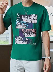 Manfinity Hypemode Áo thun & Áo lót Nam Con số Lá thư Giải trí - màu xanh lá - Xem 2