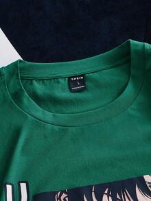 Manfinity Hypemode Áo thun & Áo lót Nam Con số Lá thư Giải trí - màu xanh lá - Xem 4