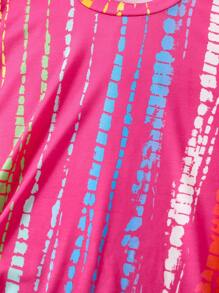 SHEIN Kleinkind Mädchen Shorts & T-Shirt mit Streifen Muster, - Heißes Pink - Übersicht 3