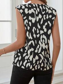 SHEIN Privé Áo sơ mi nữ Tất cả trên in Giải trí - Đen và trắng - Xem 2