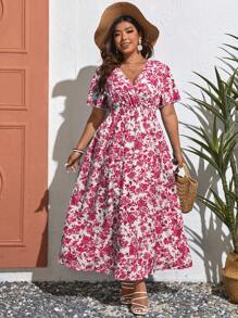 SHEIN VCAY 大碼印花高衩洋裝 - 彩色 - 查看 5