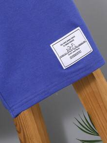 SHEIN Boys Slogan Graphic Tee & Shorts - Blue - View 6