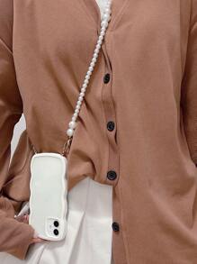 素色手機殼帶斜肩包手機掛繩 - 無色 - 查看 1