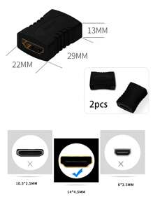 2pcs Black HDMI-Compatible Female To Female Coupler Adapter - Black - View 4