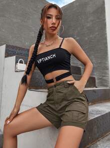 Flap Pocket Cargo Shorts - Coffee Brown - View 6