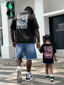 SHEIN Young Girl Street Style Sporty Knitting Round Neck Short Sleeve Top For Spring And Summer - Black - View 8