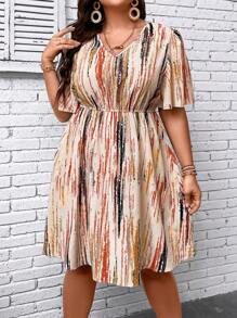 SHEIN LUNE Đầm Plus Size Tất cả trên in Giải trí - Nhiều màu - Xem 4