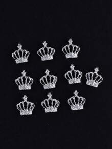 10 chiếc vương miện kim loại màu bạc, đen, hồng đơn giản và thanh lịch theo phong cách Hàn Quốc, phụ kiện làm móng tự làm cho phụ nữ, đồ dùng làm móng, đồ trang trí móng, đá quý làm móng - Bạc - Xem 4