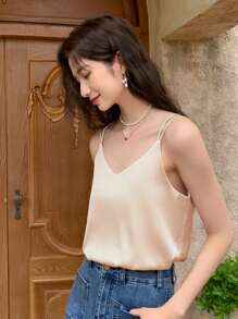 DAZY Women Solid Cami Top Tank Tops - Beige - View 7