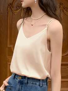 DAZY Women Solid Cami Top Tank Tops - Beige - View 15