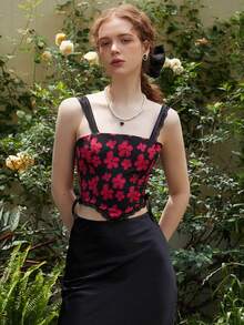 SHEIN Floral Print Lace Trim Cami Top - Multicolor - View 9