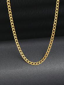 1pc Girls Gold Stainless Steel Punk Chain Necklace For Friend's Gift - Yellow Gold - View 1