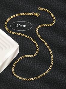 1pc Girls Gold Stainless Steel Punk Chain Necklace For Friend's Gift - Yellow Gold - View 3
