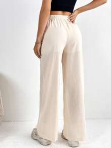 SHEIN Tall Quần nữ Túi màu trơn Giải trí - Màu be - Xem 2