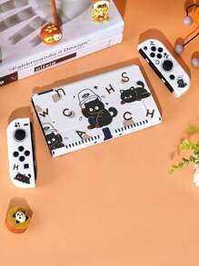 1入組防摔貓印花保護殼適用於SwitchOLED屏幕