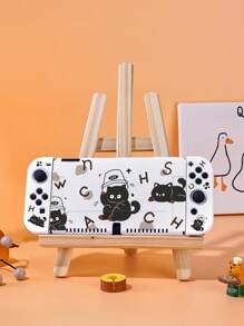 1入組防摔貓印花保護殼適用於SwitchOLED屏幕