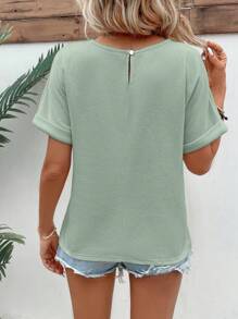 SHEIN Frenchy 素色蝙蝠袖T恤 - 薄荷綠 - 查看 2