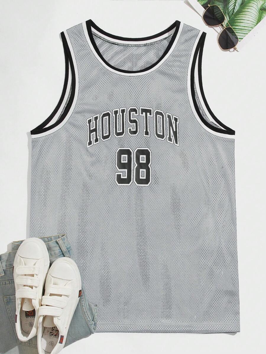 Manfinity VCAY Áo thun & Áo lót Nam Lá thư Sọc Giải trí - Xám - Xem 1