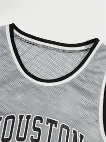 Manfinity VCAY Áo thun & Áo lót Nam Lá thư Sọc Giải trí - Xám - Xem 3