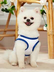 PETSIN 1pc Cartoon Bear & Striped Pattern Pet Tank For Cat And Dog For Summer - Multicolor - View 3