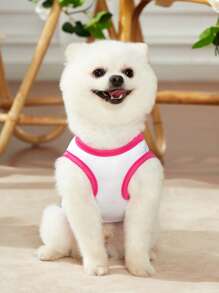 PETSIN 1pc Cartoon Bear & Striped Pattern Pet Tank For Cat And Dog For Summer - Multicolor - View 5