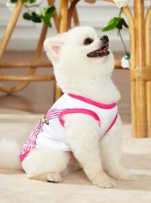 PETSIN 1pc Cartoon Bear & Striped Pattern Pet Tank For Cat And Dog For Summer - Multicolor - View 7