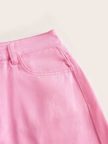 Solid Denim Skirt - Baby Pink - View 3