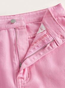 Solid Denim Skirt - Baby Pink - View 4