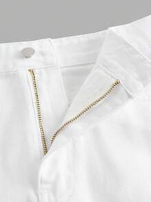 SHEIN MOD Solid Denim Skirt - White - View 4