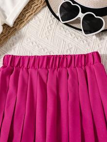 SHEIN Bộ hai mảnh Gái Xếp li Slogan Giải trí - Nhiều màu - Xem 6