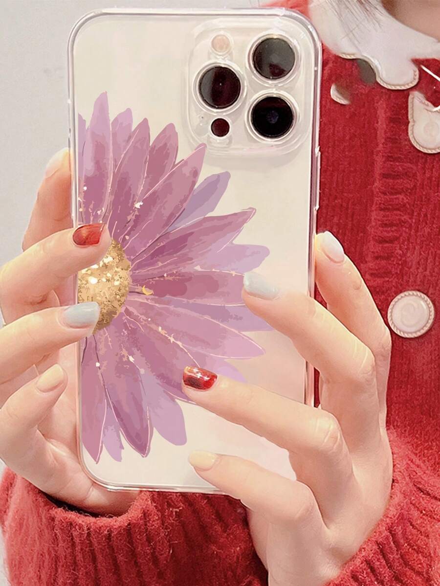 花卉印花透明手機殼相容於 iPhone15/15Plus/15Pro/15Promax - 彩色 - 查看 1