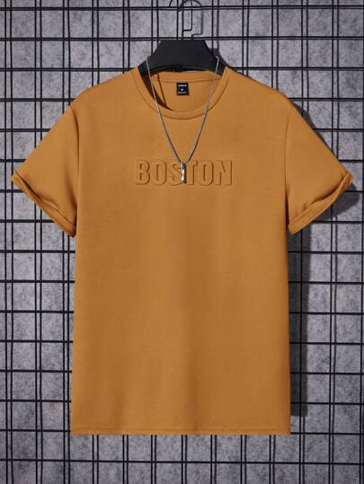 Manfinity VCAY Herr T-shirt med bokstavsmönster utan halsband, sommar