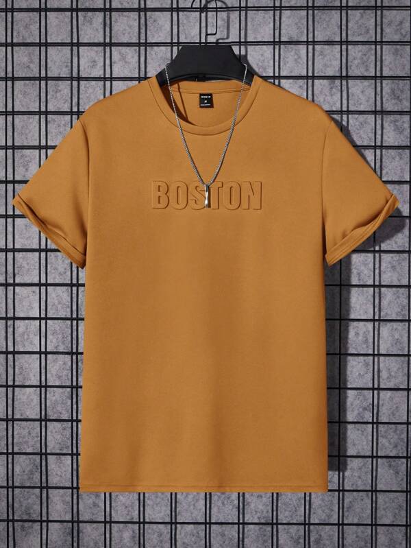 Manfinity VCAY Men Letter Pattern Tee Without Necklace, Summer