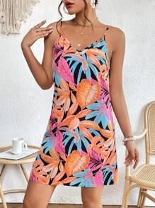 SHEIN VCAY Tropical Print Cami Dress - Multicolor - View 1