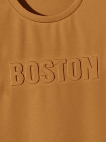 Manfinity VCAY 男士字母图案T恤（不含项链），夏季