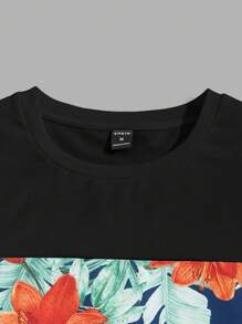 Manfinity RSRT 男士熱帶圖案T恤 - 黑色 - 查看 3