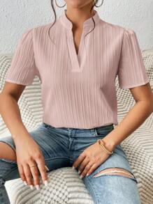 SHEIN Frenchy Áo sơ mi nữ màu trơn Giải trí - Hồng - Xem 3